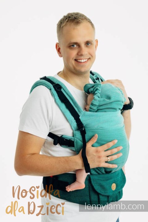 Nosidełko LennyUpGrade PRO, splot jodełkowy, 100% bawełna , rozmiar standard - MAŁA JODEŁKA OMBRE ZIELEŃ (drugi gatunek)