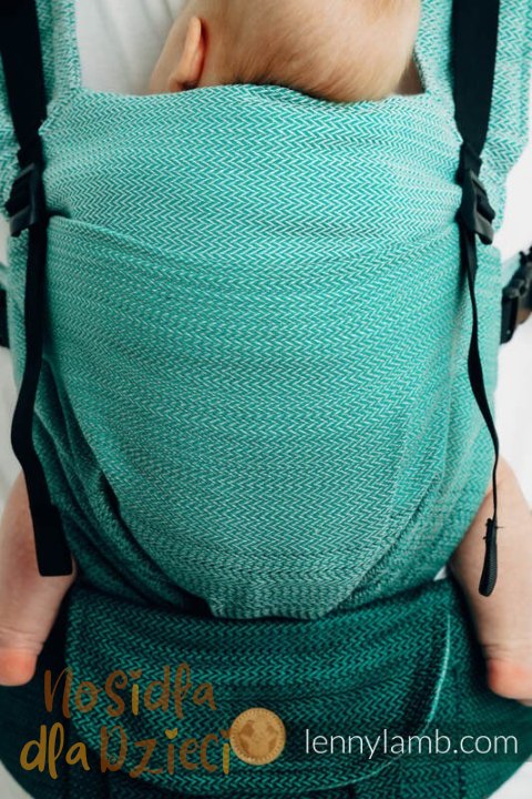 Nosidełko LennyUpGrade PRO, splot jodełkowy, 100% bawełna , rozmiar standard - MAŁA JODEŁKA OMBRE ZIELEŃ