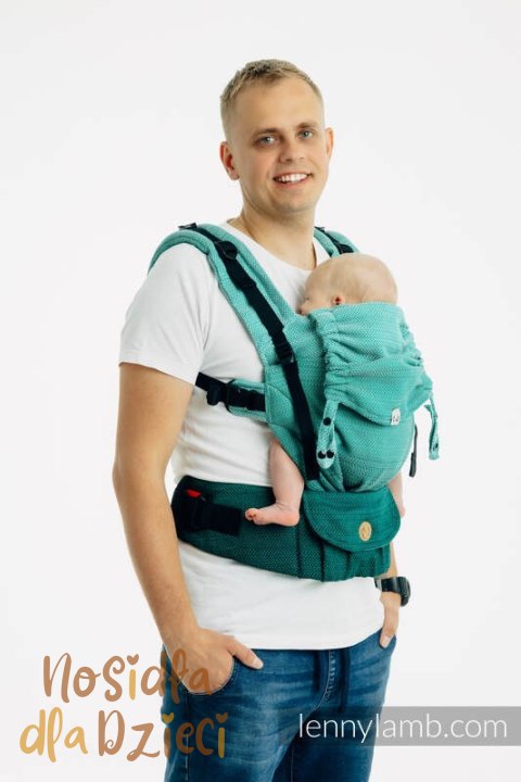 Nosidełko LennyUpGrade PRO, splot jodełkowy, 100% bawełna , rozmiar standard - MAŁA JODEŁKA OMBRE ZIELEŃ