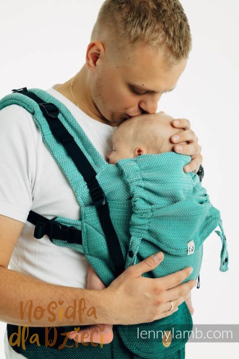 Nosidełko LennyUpGrade PRO, splot jodełkowy, 100% bawełna , rozmiar standard - MAŁA JODEŁKA OMBRE ZIELEŃ