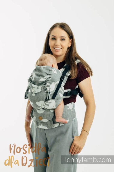 Nosidełko LennyUpGrade PRO z tkaniny żakardowej (68% bawełna, 16% len, 16% modal) , rozmiar standard - BIRDY - WHITE NOISE