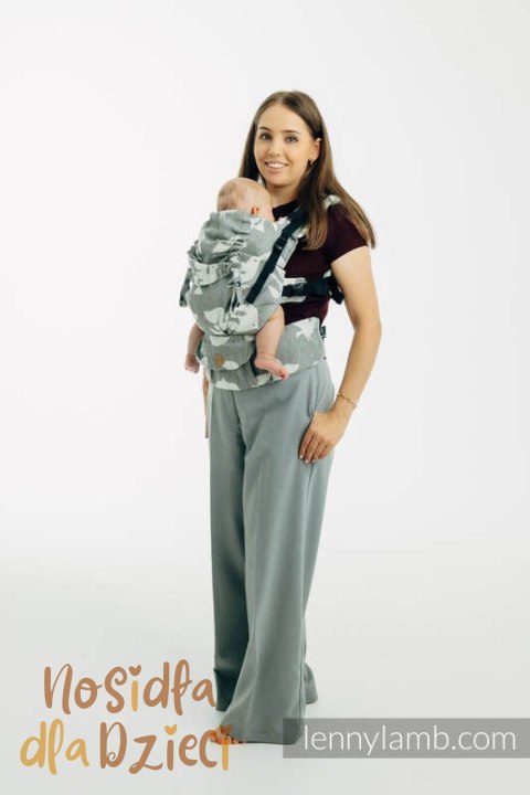 Nosidełko LennyUpGrade PRO z tkaniny żakardowej (68% bawełna, 16% len, 16% modal) , rozmiar standard - BIRDY - WHITE NOISE