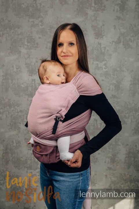 Nosidełko LennyHybrid Half Buckle, splot jodełkowy, 100% bawełna , rozmiar standard - MAŁA JODEŁKA OMBRE RÓŻ