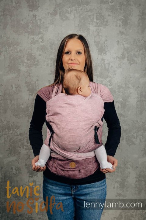 Nosidełko LennyHybrid Half Buckle, splot jodełkowy, 100% bawełna , rozmiar standard - MAŁA JODEŁKA OMBRE RÓŻ
