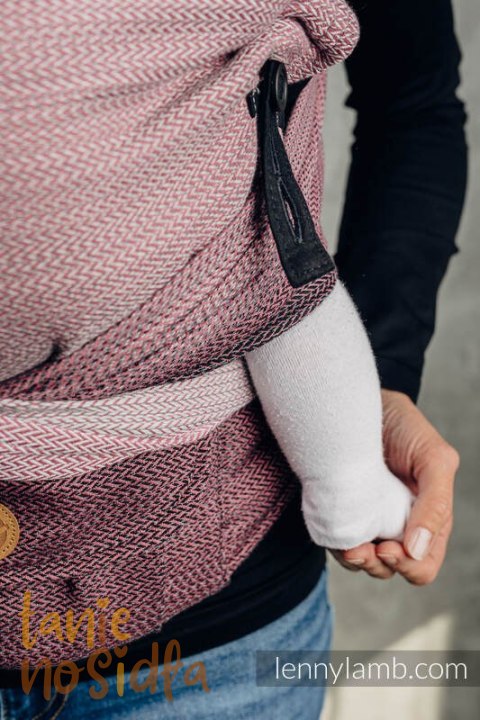 Nosidełko LennyHybrid Half Buckle, splot jodełkowy, 100% bawełna , rozmiar standard - MAŁA JODEŁKA OMBRE RÓŻ
