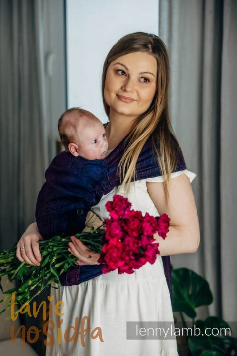 Nosidełko LennyHybrid Half Buckle, splot żakardowy, 100% bawełna , rozmiar standard - DZIKIE WINO - BOUQUET