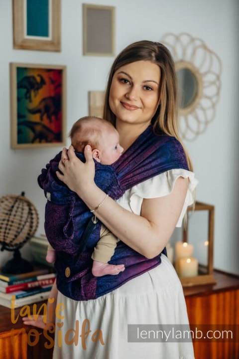 Nosidełko LennyHybrid Half Buckle, splot żakardowy, 100% bawełna , rozmiar standard - DZIKIE WINO - BOUQUET
