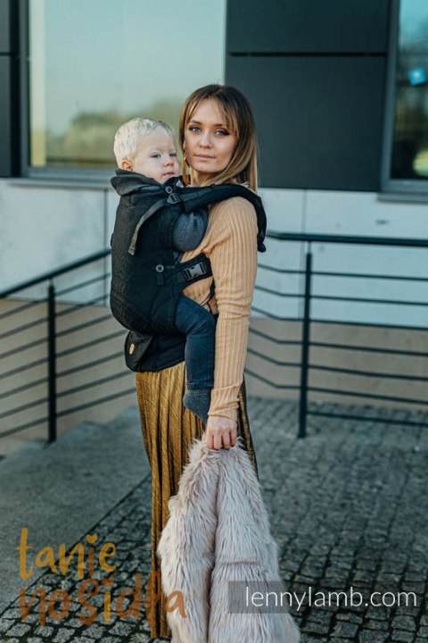 Nosidełko LennyUpGrade z tkaniny żakardowej 59% bawełna, 41% wełna merino , rozmiar standard - PAWI OGON - PITCH BLACK