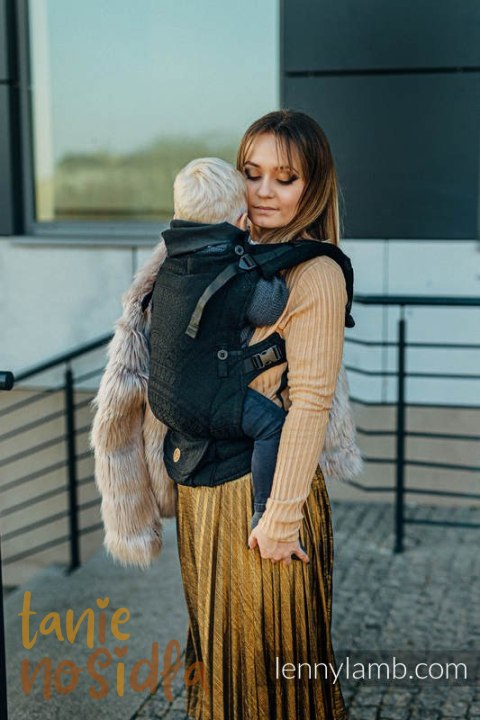 Nosidełko LennyUpGrade z tkaniny żakardowej 59% bawełna, 41% wełna merino , rozmiar standard - PAWI OGON - PITCH BLACK