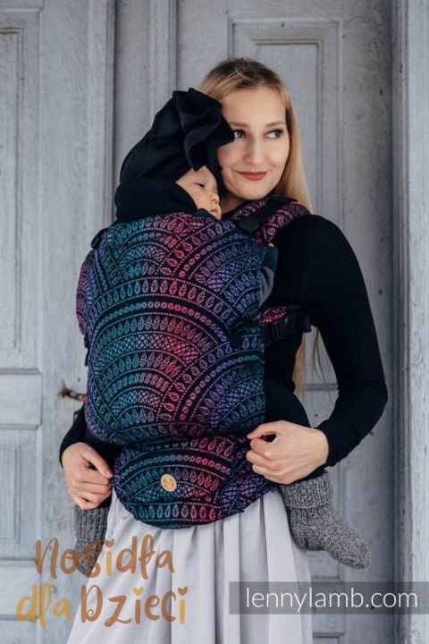 Nosidełko LennyUpGrade z tkaniny żakardowej 60% bawełna, 28% wełna merino, 8% jedwab, 4% kaszmir , rozmiar standard, PAWI OGON -