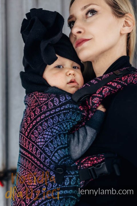 Nosidełko LennyUpGrade z tkaniny żakardowej 60% bawełna, 28% wełna merino, 8% jedwab, 4% kaszmir , rozmiar standard, PAWI OGON -