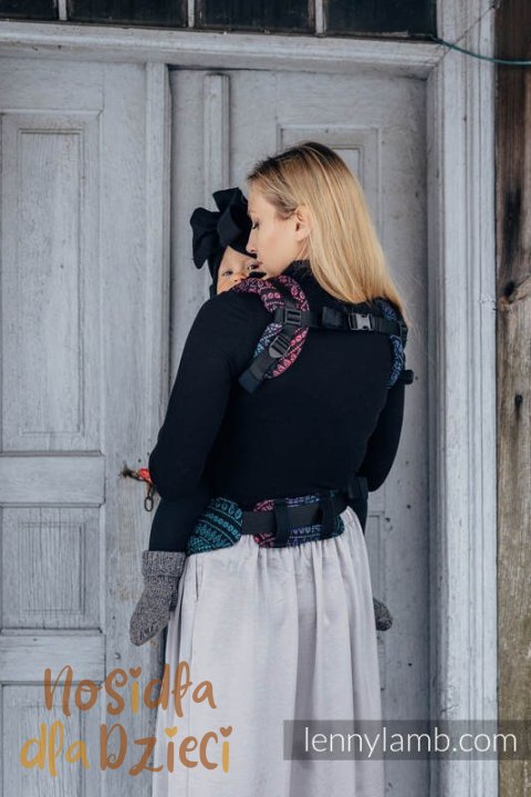 Nosidełko LennyUpGrade z tkaniny żakardowej 60% bawełna, 28% wełna merino, 8% jedwab, 4% kaszmir , rozmiar standard, PAWI OGON -