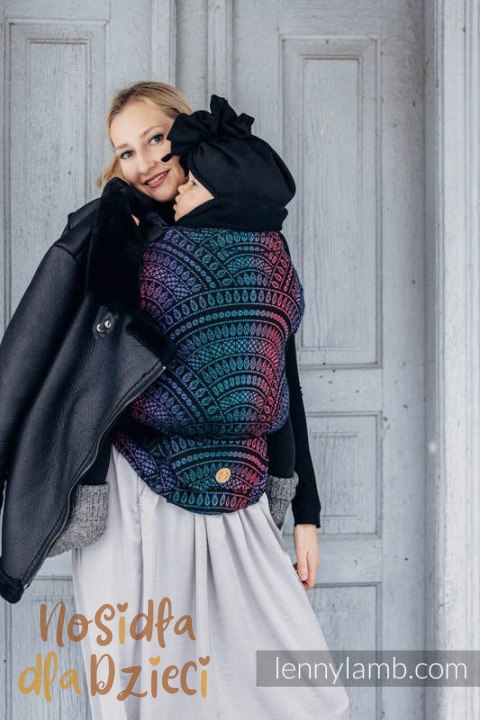 Nosidełko LennyUpGrade z tkaniny żakardowej 60% bawełna, 28% wełna merino, 8% jedwab, 4% kaszmir , rozmiar standard, PAWI OGON -