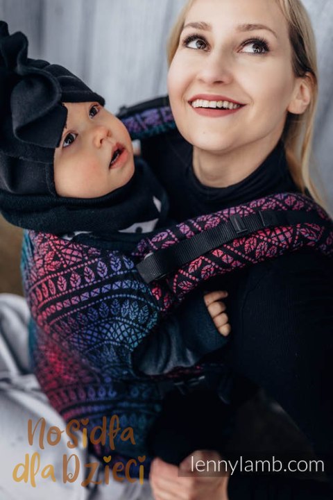Nosidełko LennyUpGrade z tkaniny żakardowej 60% bawełna, 28% wełna merino, 8% jedwab, 4% kaszmir , rozmiar standard, PAWI OGON -