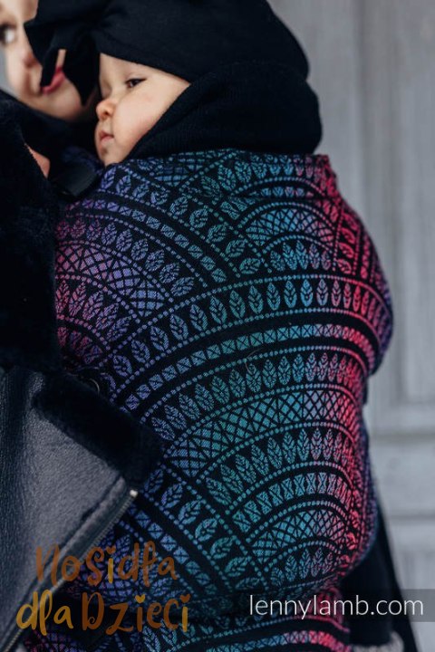 Nosidełko LennyUpGrade z tkaniny żakardowej 60% bawełna, 28% wełna merino, 8% jedwab, 4% kaszmir , rozmiar standard, PAWI OGON -